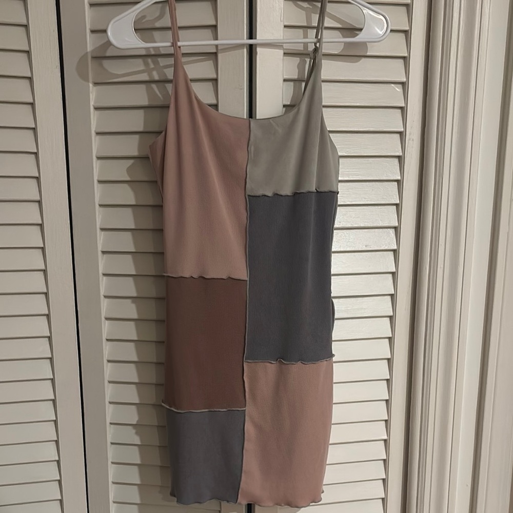 Storia Blue Gray Asymmetrical Slip Mini Dress - Picture 1 of 11